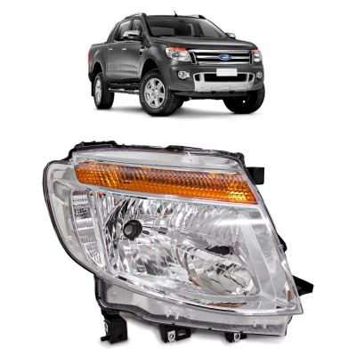 Farol Máscara Cromada | Ford Ranger 2012/2016 - Lado Direito