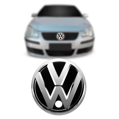 Emblema 'Logo Volkswagen' - Volkswagen Polo Sedan 2003/2014 - Cromado / Fundo Preto / Porta Malas