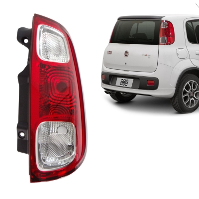 Lanterna Traseira - Fiat Novo Uno (Way / Attrative / Vivace) 2010/2014 - Acrilica / Bicolor / Lado Direito