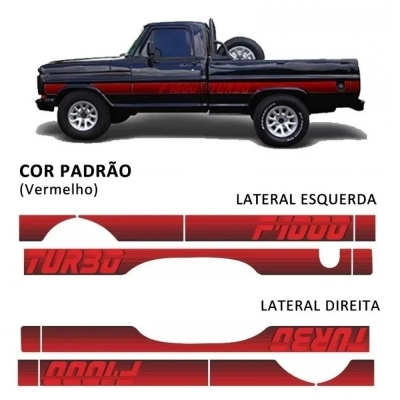 Faixa Decorativa Adesiva Ford F1000 Turbo 1991 - Vermelho - (Jogo).