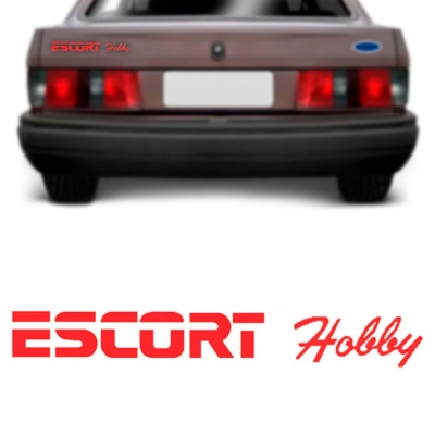 Emblema 'ESCORT Hobby' - Ford Escort Hobby 1995/1996 - Vermelho / Adesivo