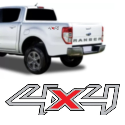 Emblema '4x4' - Ford Ranger 2013/2013 - Cinza / Vermelho