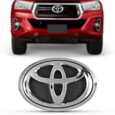 Emblema 'Logo Toyota' - Toyota Hilux 2016/2019 - Cromado / Com Moldura Cromada / Grade Do Radiador