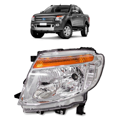 Farol Máscara Cromada | Ford Ranger 2012/2016 - Lado Esquerdo