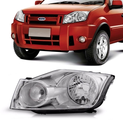 Farol Máscara Cromada | Ford Ecosport 2008/2012 - Lado Esquerdo