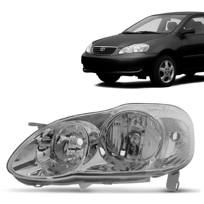 Farol Duplo Hb3/HB4 Máscara Cromada | Toyota Corolla, Fielder 2003/2004 - Lado Esquerdo