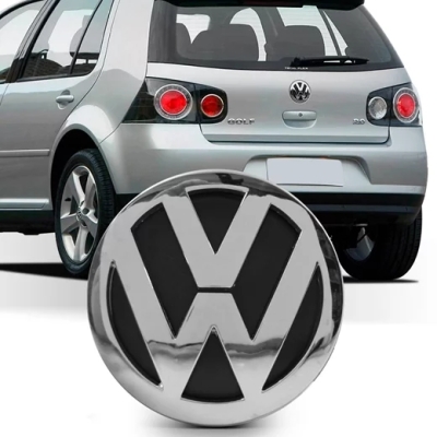 Emblema 'Logo Volkswagen' - Volkswagen Golf 2002/2007 - Cromado / Fundo Preto / Porta Malas