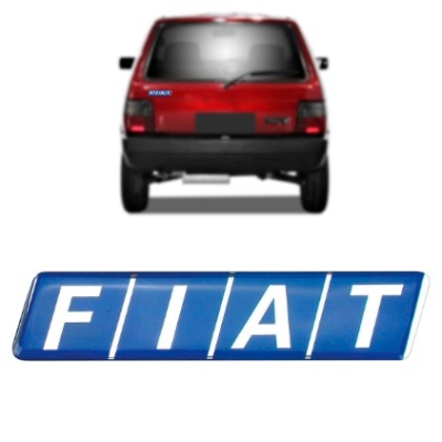 Emblema 'FIAT' - Família Fiat Até 1996 - Branco / Fundo Azul / Resinado