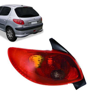 Lanterna Traseira - Peugeot 206 2004/2009 - Acrilica Vermelha Ambar Ré Fumê Lado Esquerdo