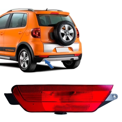 Refletor Parachoque Traseiro - Volkswagen Fox e Crossfox 2010/2014 - Acrilica Ruby Com Neblina Lado Esquerdo