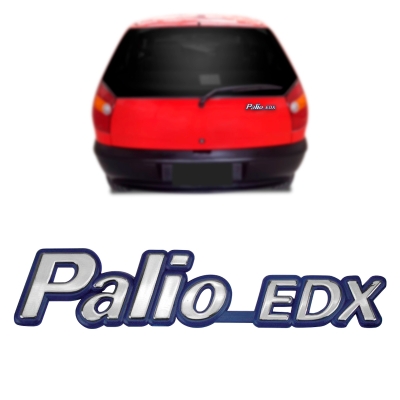 Emblema 'Palio EDX' - Fiat Palio EDX 1995/2000 - Cromado / Fundo Azul