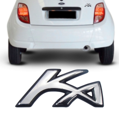 Emblema 'KA' - Ford KA 1996/2007 - Cromado / Fundo Preto