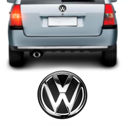 Emblema 'Logo Volkswagen' - Volkswagen Gol / Parati 2000/2014 (G3 e G4) / Saveiro G4 2006/2014 - Cromado / Fundo Preto / Porta Malas (Tampa Traseira)