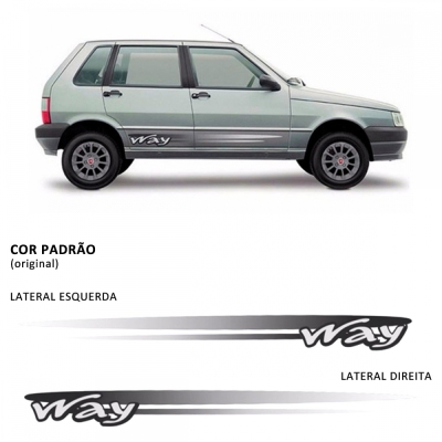 Faixa Decorativa Adesiva Fiat Uno Way 2008/2009 - Sem Corte - Cinza Original - (Jogo).