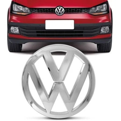 Emblema 'Logo Volkswagen' - Volkswagen Fox 2015/2019 / Saveiro Cross 2010/2014 / Saveiro 2013/2016 (G6) - Cromado / Vazado / Grade Do Radiador