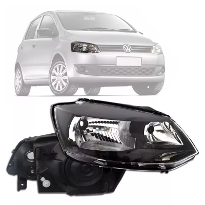 Farol - Volkswagen Fox / Spacefox / Crossfox 2010/2014 - H4 / Regulagem Manual / Máscara Negra / Lado Direito