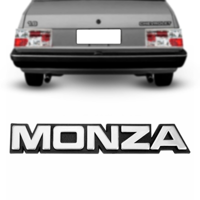 Emblema 'MONZA' - Chevrolet Monza 1982/1990 - Cromado / Fundo Preto