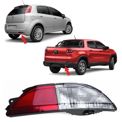 Refletor Parachoque Traseiro - Fiat Punto 2007/2012 e Toro 2015/2019 - Acrilica Lado Direito