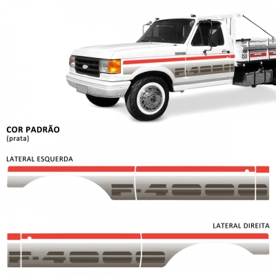 Faixa Decorativa Adesiva Ford F4000 Ss 1993 - Prata - (Jogo).