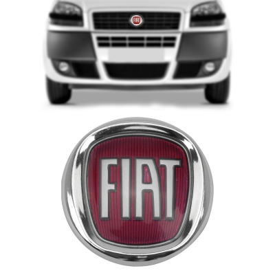 Emblema 'Logo Fiat' - Família Fiat Após 2008 - Cromado / Fundo Vermelho / Grade Do Radiador / Porta Malas / *Olhar Descrição Para Verificar Compatibilidade*