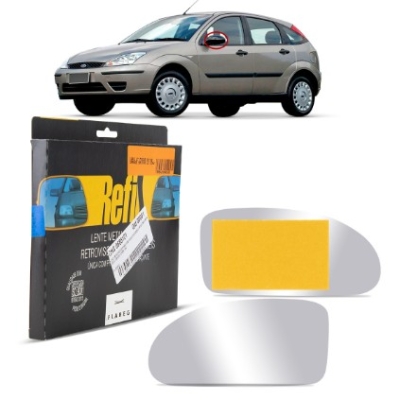 Lente Do Retrovisor Sem Base Ford Focus 2000 A 2008 Modelo Britax Prata Metalizado Lado Esquerdo