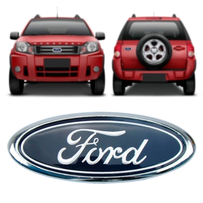 Emblema 'Logo Ford' - Ford Ecosport 2003/2012 - Cromado / Fundo Azul / 140MM / Grade Do Radiador / Porta Malas