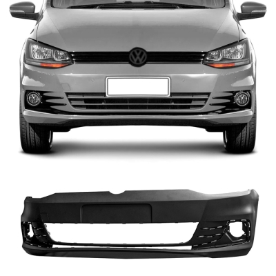 Parachoque Envolvente Dianteiro VW Fox / Preto Liso Com Furo Para Auxiliar - 2014/2021