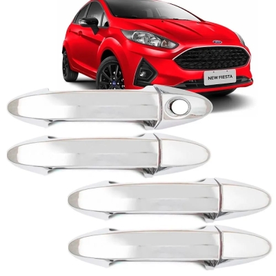 Capa Maçaneta Externa - Ford Ecosport 2013/2020 / New Fiesta 2011/2019 / Ka / Ka+ 2015/2020 - Cromado / 4 Portas