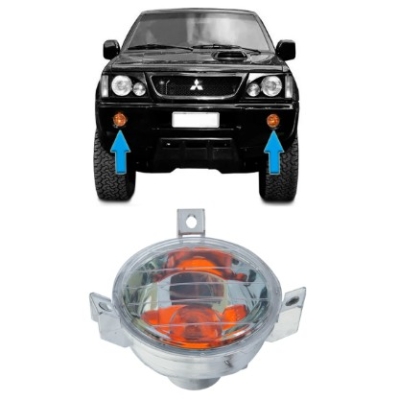 Lanterna Do Para-choque Dianteiro Pisca Mitsubishi L200 2001 A 2004 Cristal Com Cupula Âmbar Lado Direito E Esquerdo