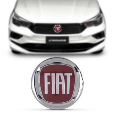 Emblema Grade Logo Fiat Argo/ Cronos 2018 A 2020 Ducato Após 2009 Cromado/ Vermelho Medida 10x120x120mm