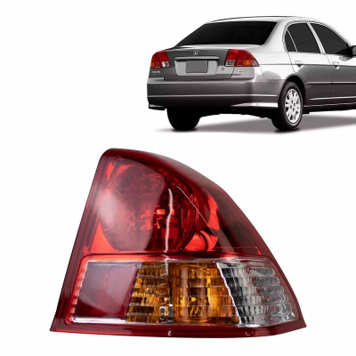 Lanterna Traseira (Canto) Acrílica Tricolor | Honda Civic 2004/2006 - Lado Direito
