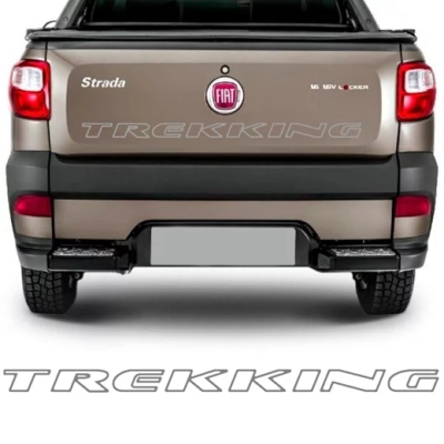 Faixa Decorativa Adesiva 'TREKKING' - Fiat Strada Após 2009 - Prata / Tampa Traseira