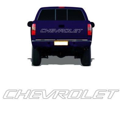 Faixa Decorativa Adesiva 'CHEVROLET' - Chevrolet S10 Após 2002 - Prata / Tampa Traseira (Caçamba)