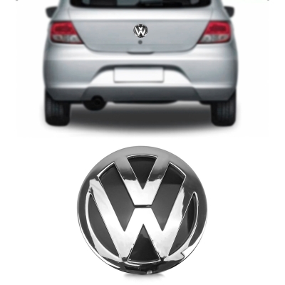 Emblema 'Logo Volkswagen' - Volkswagen Gol / Voyage 2008/2016 (G5 e G6) / Golf 2009/2012 / Fox 2003/2014 - Cromado / Fundo Preto / Porta Malas