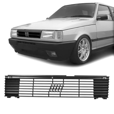 Grade Frontal Do Radiador - Fiat Uno Mille Eletronic / Fiorino 1992/1994 - Preta / Modelo Original / Com Emblema / Completa