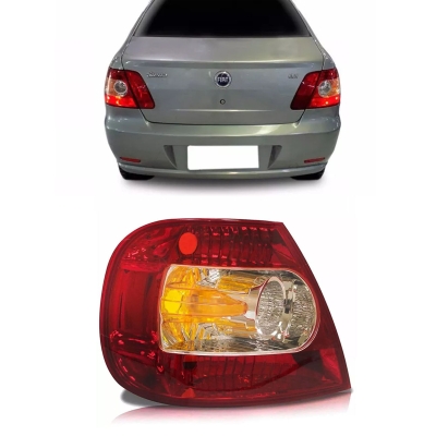 Lanterna Traseira Acrílica Bicolor (Com Dupla Ambar) | Fiat Siena 2004/2008 - Lado Esquerdo