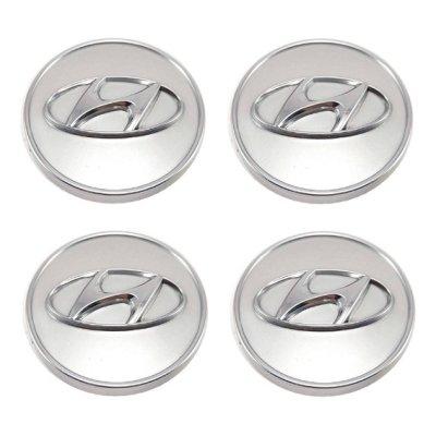 Calota Centro De Roda - Hyundai Creta / Elantra / Sonata - Prata / Logo Cromada / 58MM