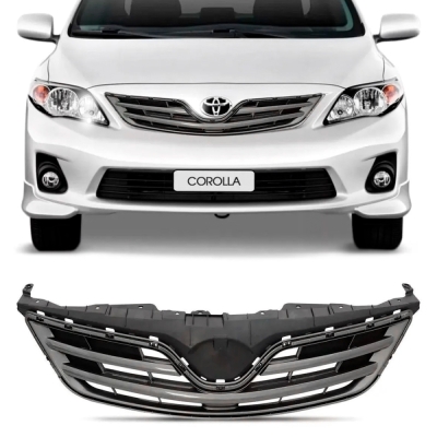 Grade Frontal Do Radiador - Toyota Corolla 2012/2014 - Preta / Modelo Original / Friso Grafite