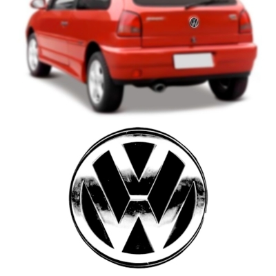 Emblema 'Logo Volkswagen' - Volkswagen Gol G2 1995/1999 - Cromado / Fundo Preto / Porta Malas