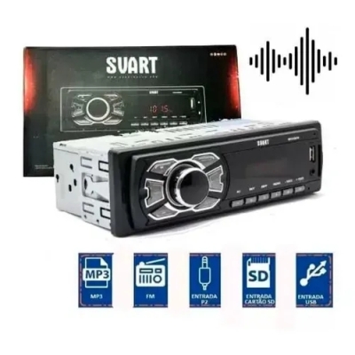 Rádio Automotivo Som Mp3 Player 1 Din Usb Sd Fm Auxiliar Svart T100