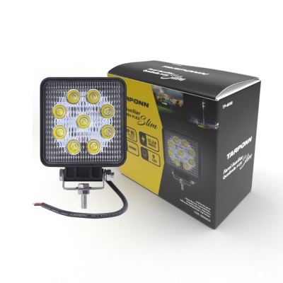 Farol Auxiliar (Led) Quadrado | Fino | Slim | 9 Leds.