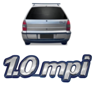 Emblema '1.0 mpi' - Fiat Palio 1995/2000 - Cromado / Fundo Azul