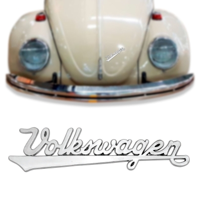 Emblema 'Volkswagen' - Família Volkswagen - Cromado / Manuscrito