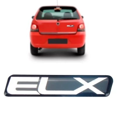 Emblema 'ELX' - Família Fiat - Cromado / Fundo Preto / Resinado