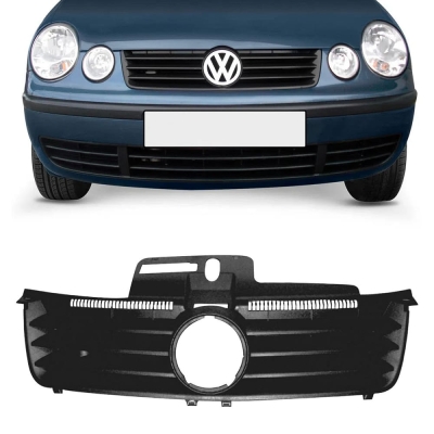 Grade Frontal Do Radiador Para O Modelo Original Do Vw Polo De 2002 Até 2006 - Na Cor Preta.