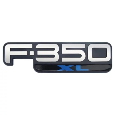 Emblema 'F350 XL' - Ford F350 XL 1999/2000 - Plaqueta Cromada / Fundo Preto