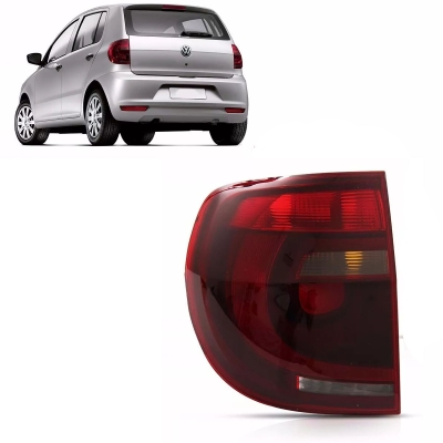 Lanterna Traseira Acrílica Fume Carcaça Vermelha | Vw Fox, Crossfox 2010/2014 - Lado Esquerdo