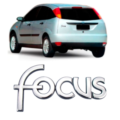 Emblema 'Focus' - Ford Focus 1997/2008 - Cromado / Fundo Preto