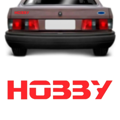 Emblema 'HOBBY' - Ford Escort Hobby 1995/1996 - Vermelho / Adesivo