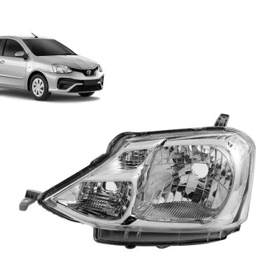 Farol Máscara Cromada Carcaça Preta | Toyota Etios 2013/2019 - Lado Direito